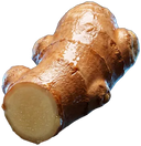 Raiz de gengibre com a ponta cortada