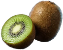 Kiwi inteiro e outro cortado ao meio
