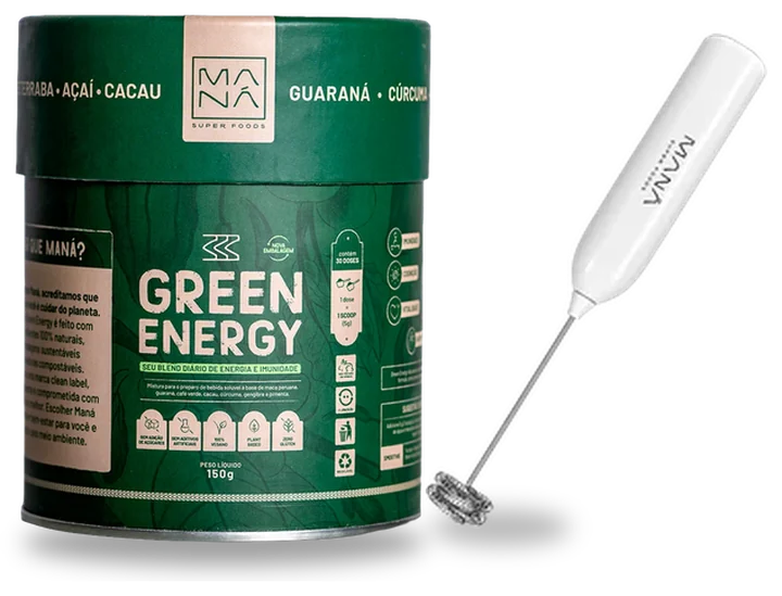 1 lata de Green Energy e o mixer Maná